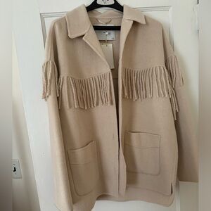 New With Tags Mango Wool Fringe Coat Large